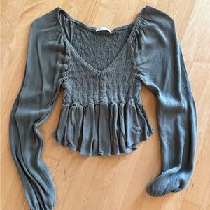 Boho Cropped Women's Top/Blouse - Green